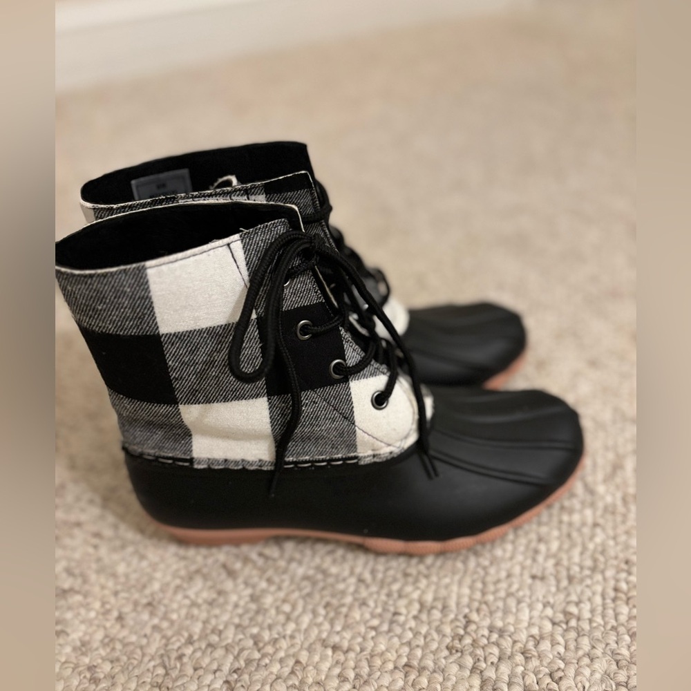 Plaid Black Winter & Rain Boots